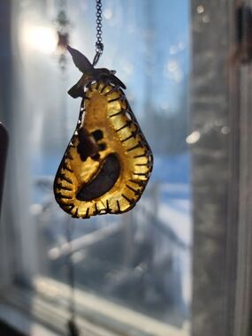 Handmade Pear-Shaped Amber Glass Pendant